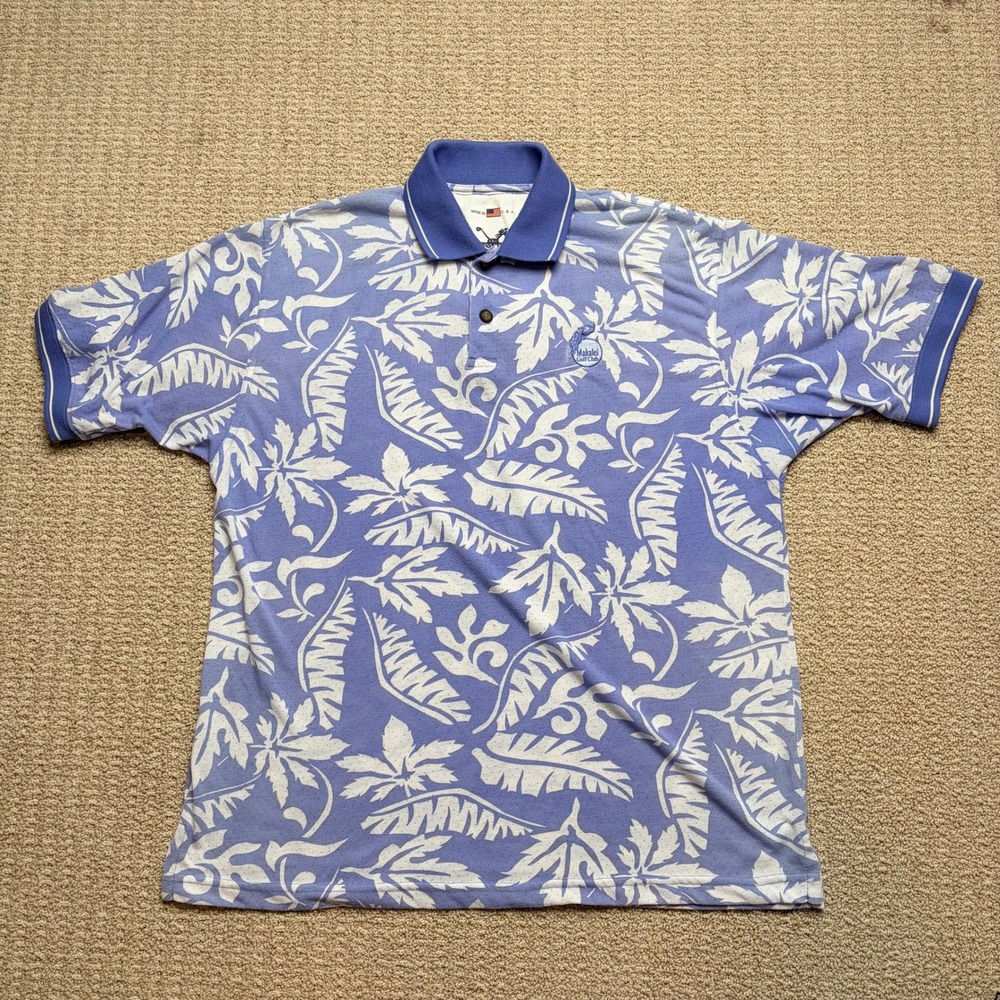 VTG The Skins Game Mens Makalei Golf Club Polo‎ Shirt L Tropical Made in USA